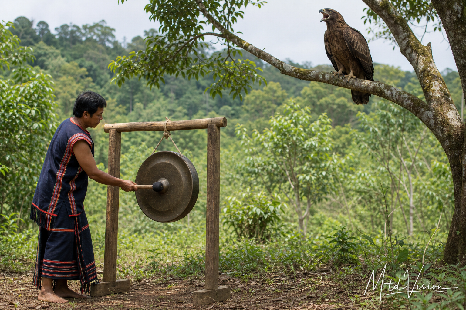 To make an eagle cry (bi alô̆).