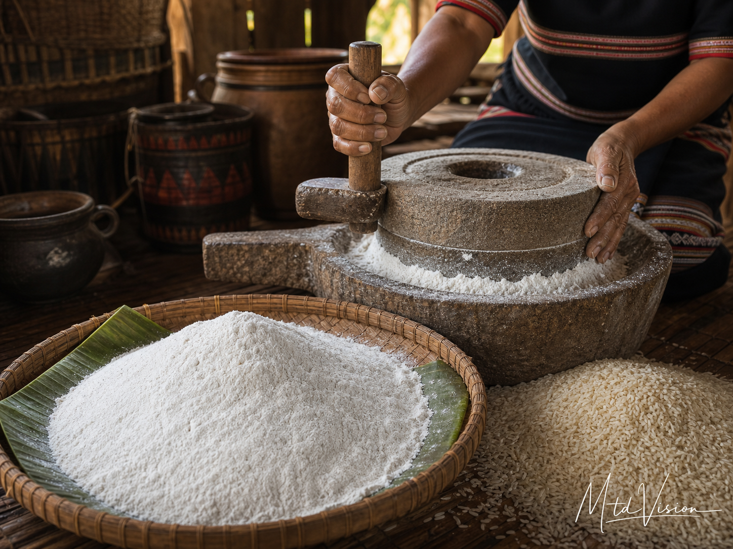 Flour or rice flour.