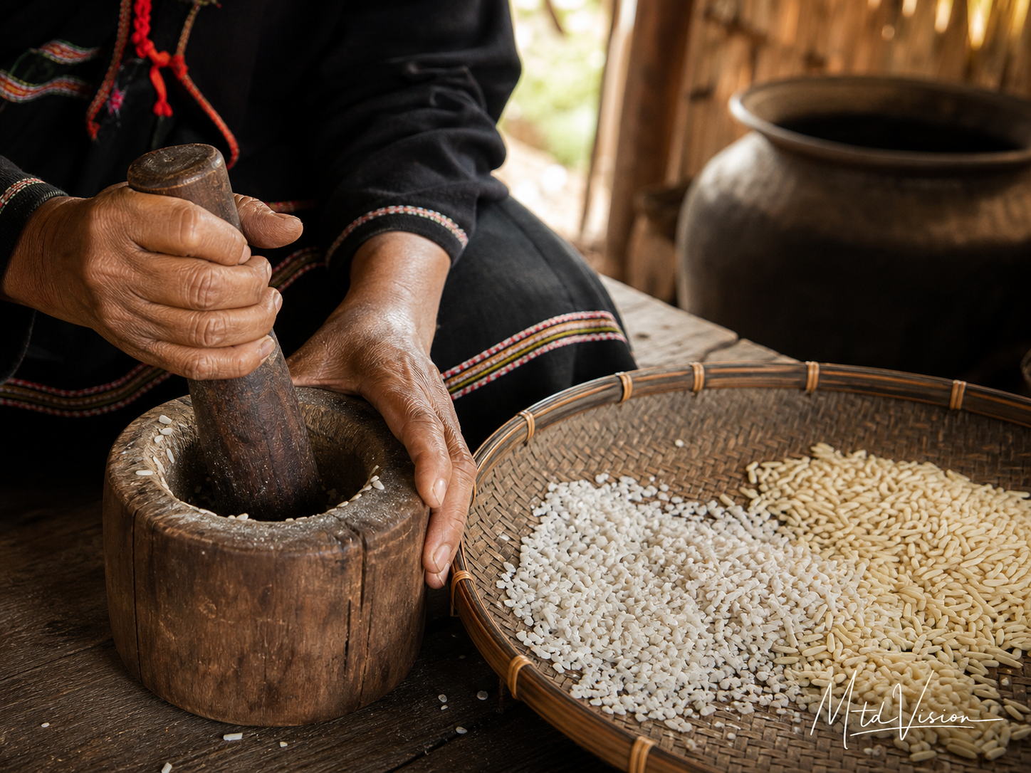 Broken, of husked rice.