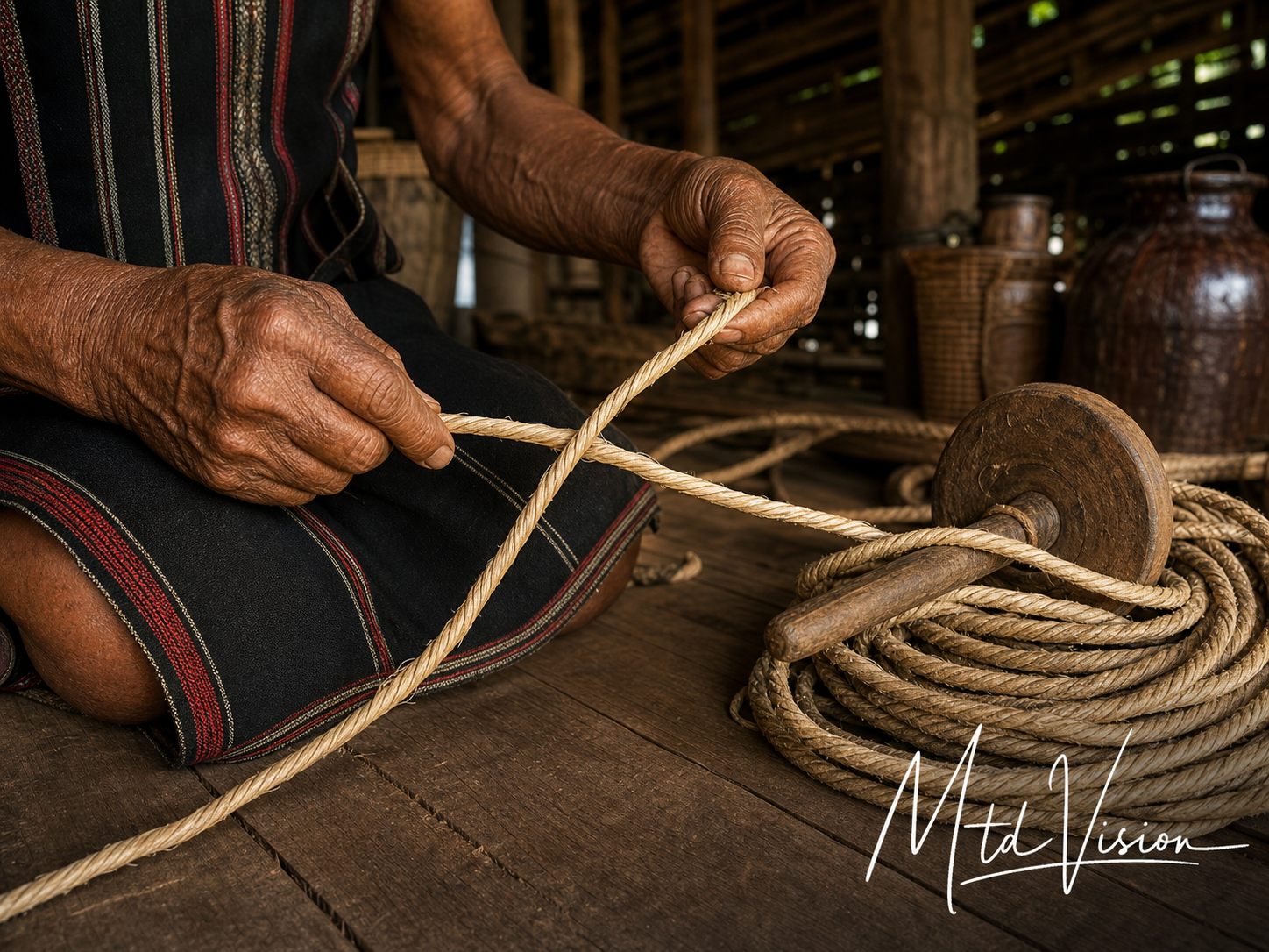 To twist, as in string making.