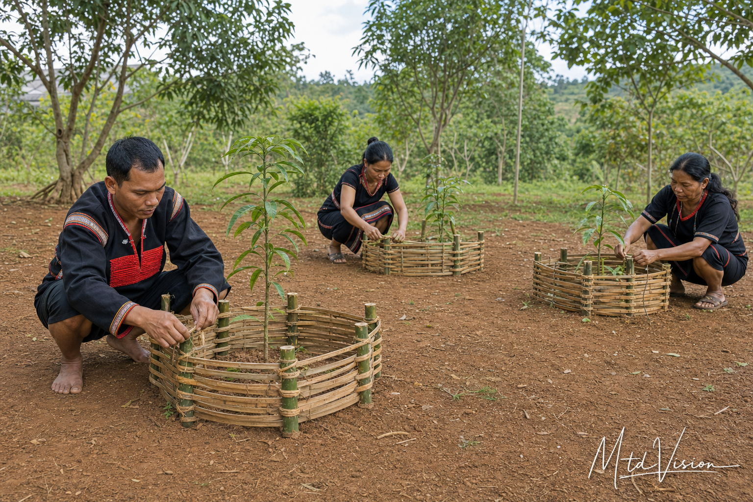 bi bư̆: to build a fence around (plural).