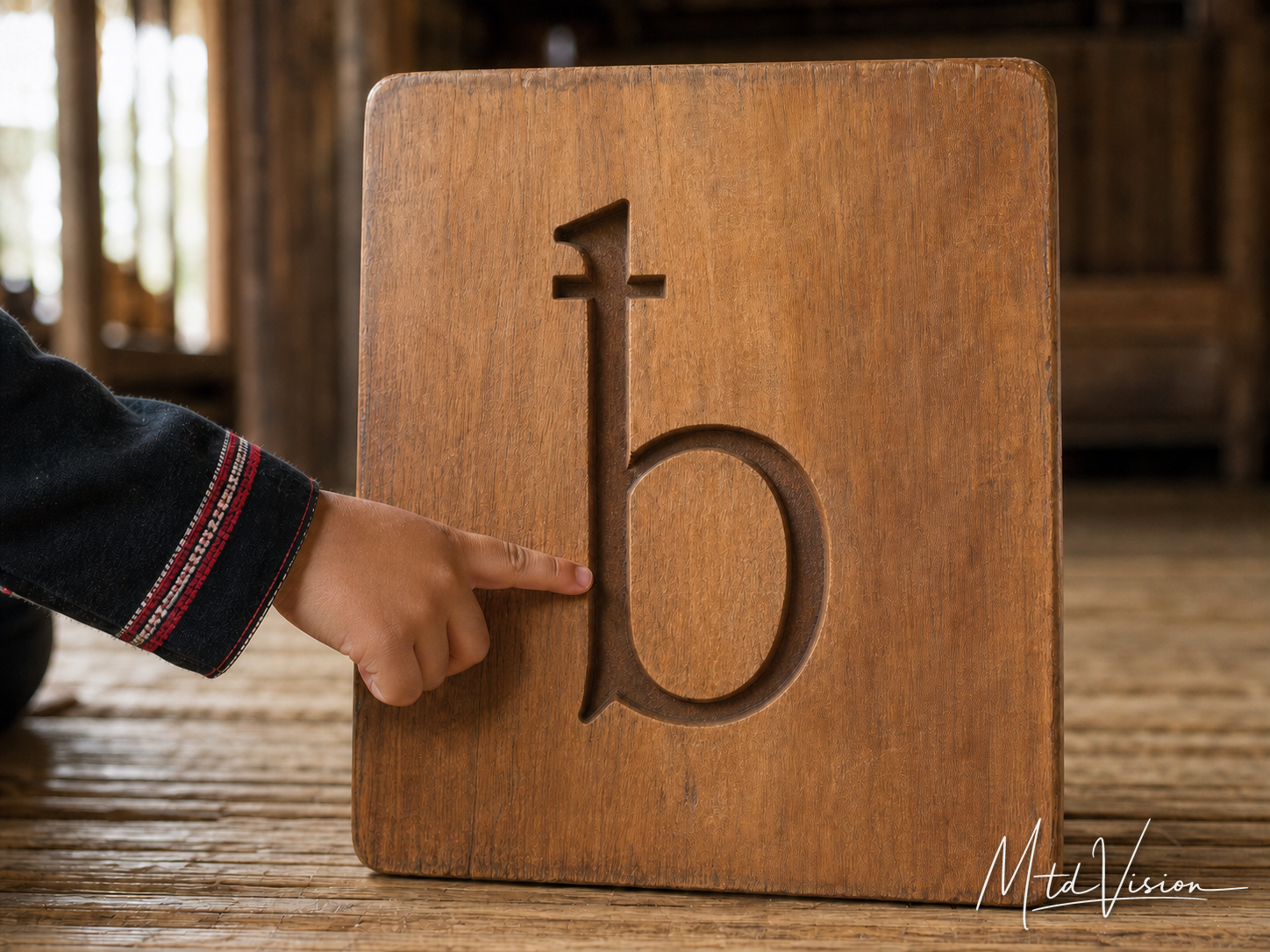 The Rhade alphabet letter ƀ.