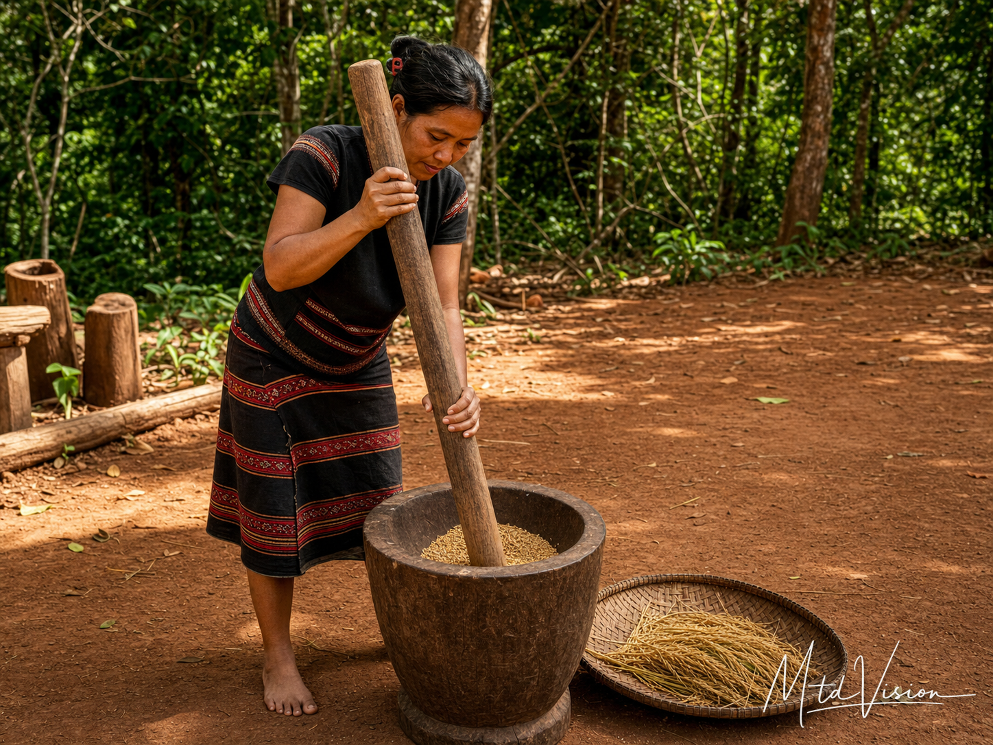To husk rice; to shell a nut or seed.