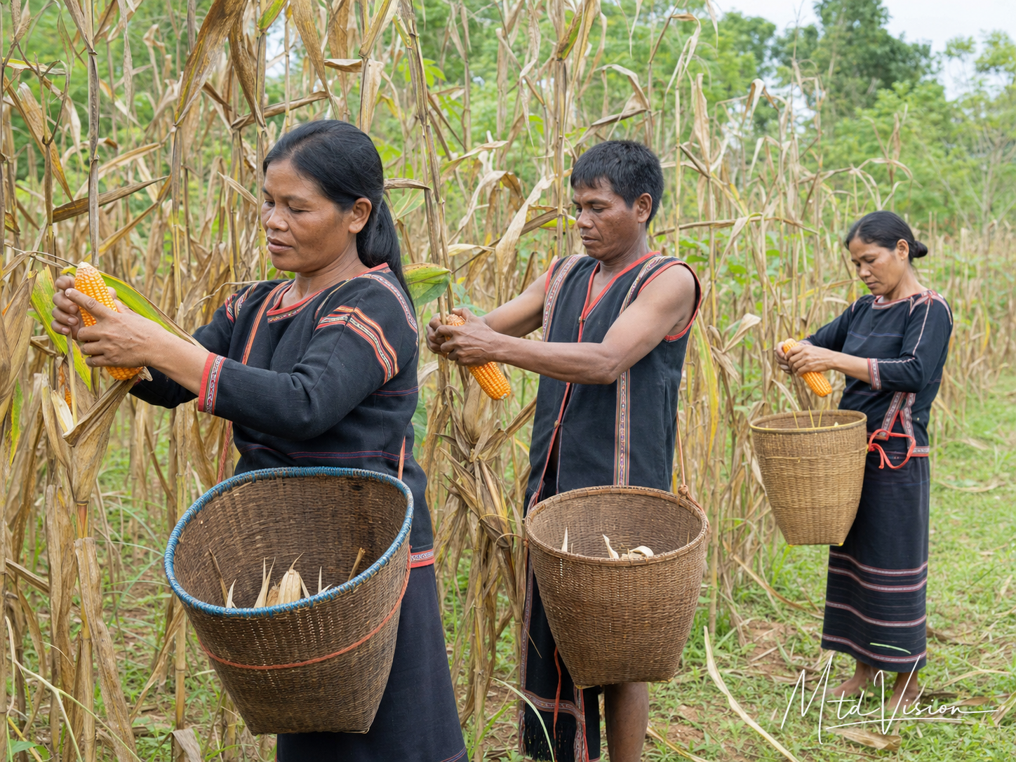 bi dah: To pick corn (plural).