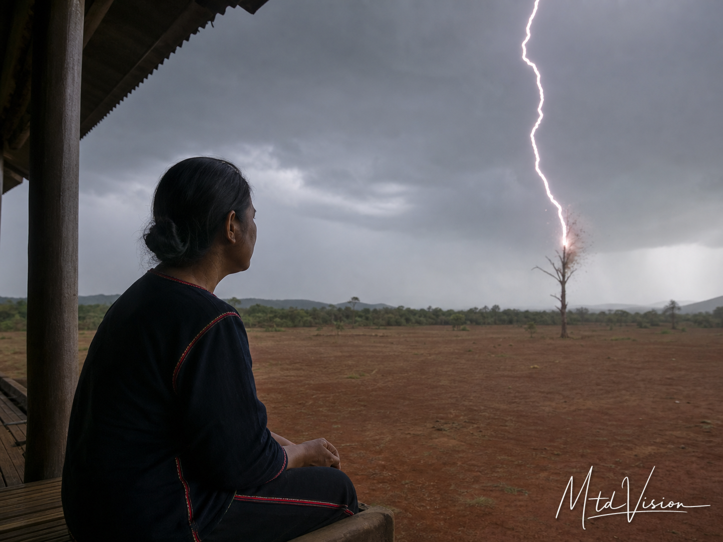 Lightning or thunder strikes.