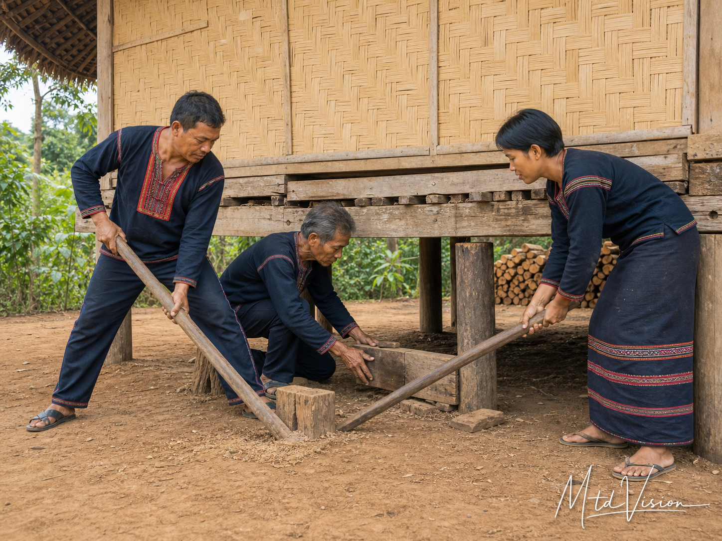 bi Đưl: To pry up with levers (plural).